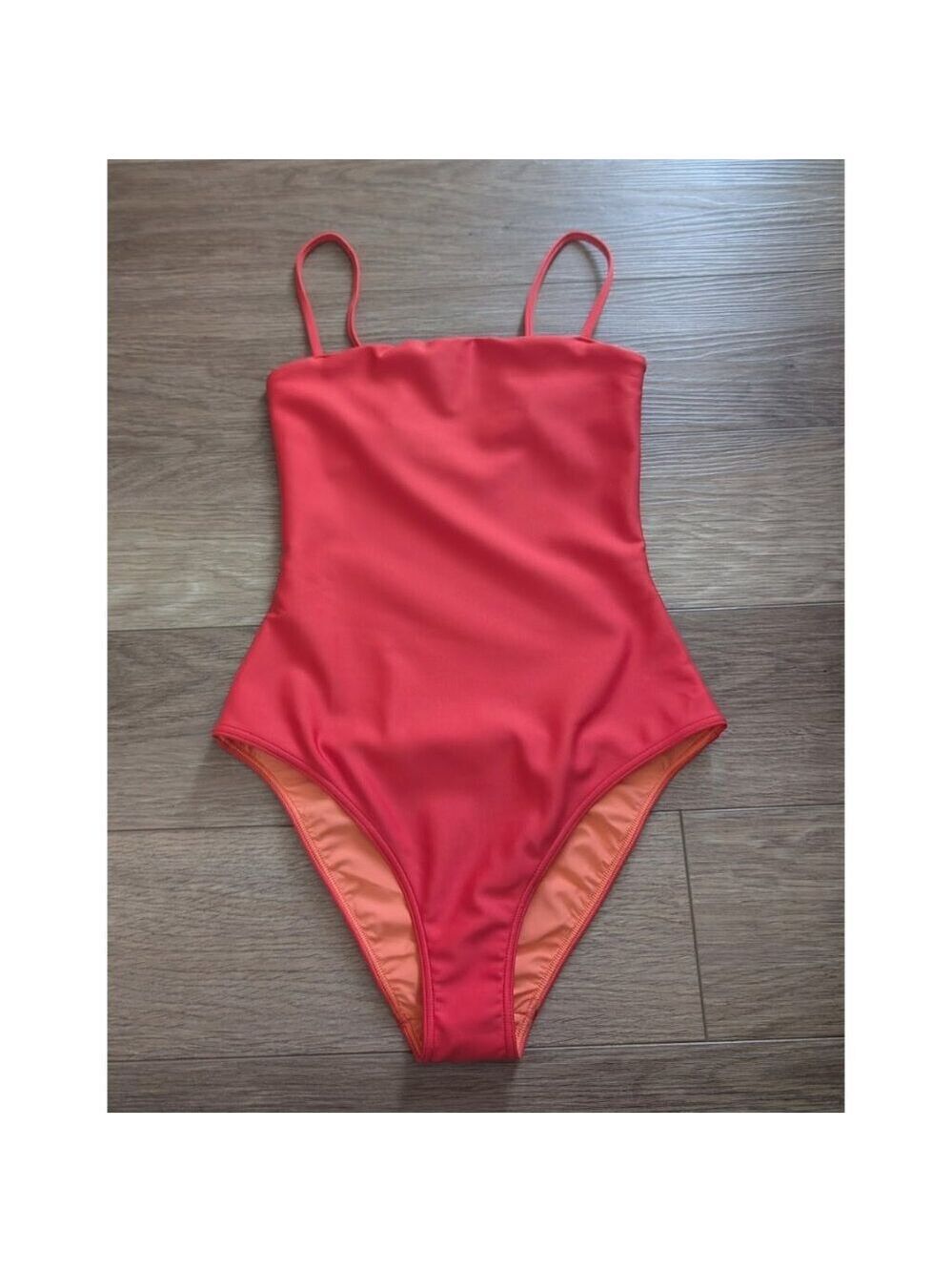New! Unsubscribed | Red Square Neck One Piece Swimsuit $178